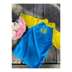 UV Skinz Sun & Swim Short Sleeve Shirt Blue Yellow Sz 3t